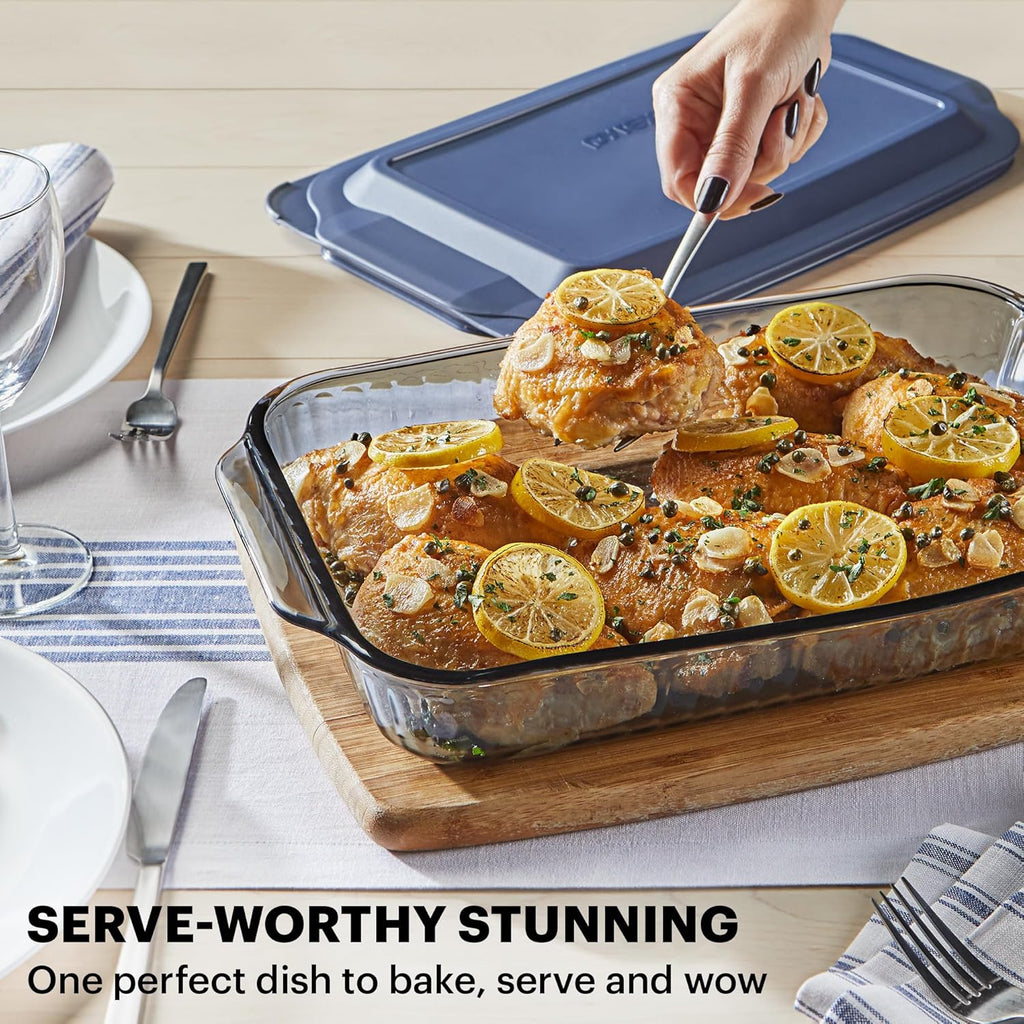 Pyrex Colors Tinted (9x13) Glass Baking Dish with BPA-Free Lid, Oblong Bakeware Glass Pan For Casserole & Lasagna, Dishwasher, Freezer, Microwave and Pre-Heated Oven Safe, Smoke