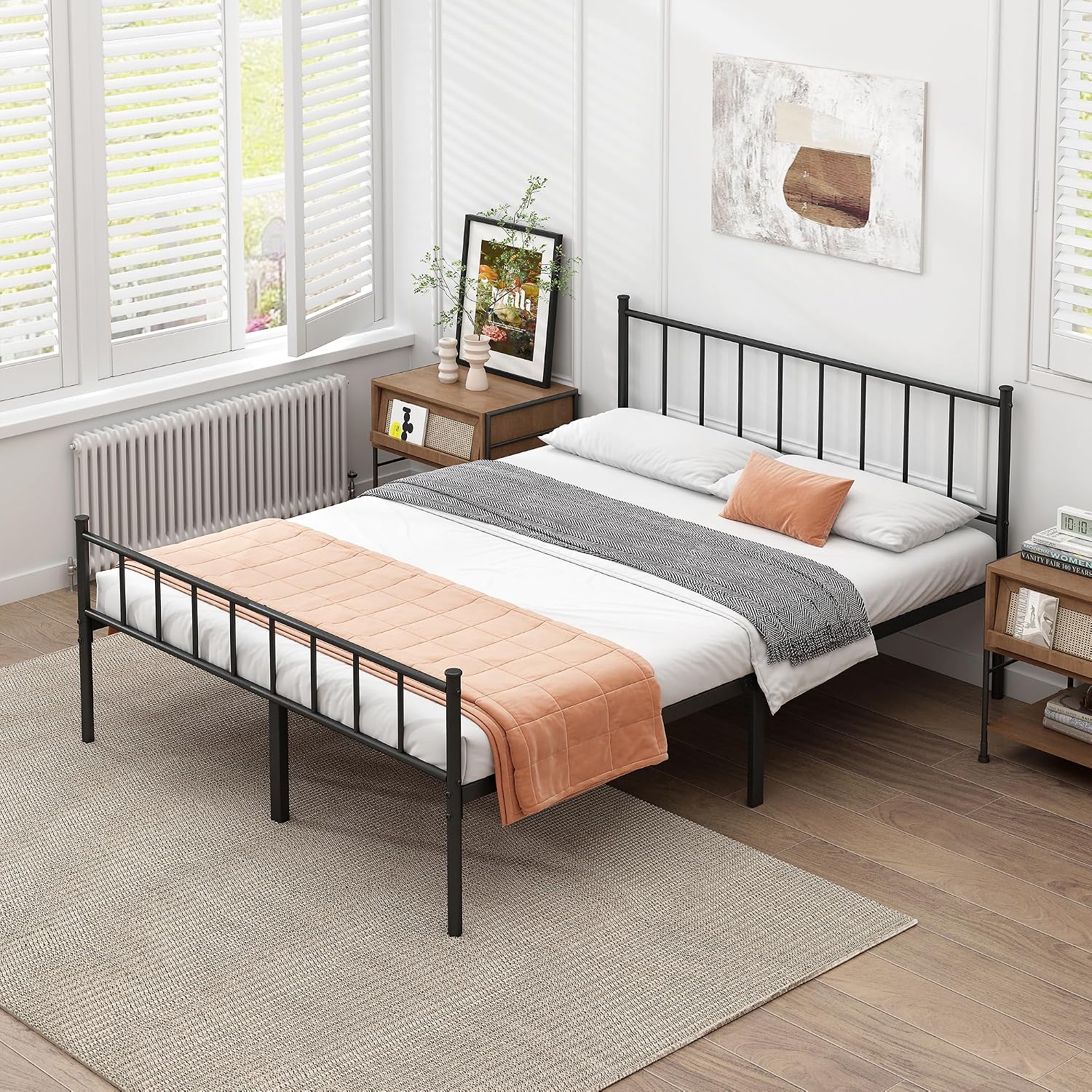 Queen Metal Bed Frame,Steel Slat Support,Noise Free,Easy Assembly