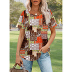 OFEEFAN Womens T Shirts Short Sleeve Pleated Dressy Casual Scooped Neck Summer Tops Blouses