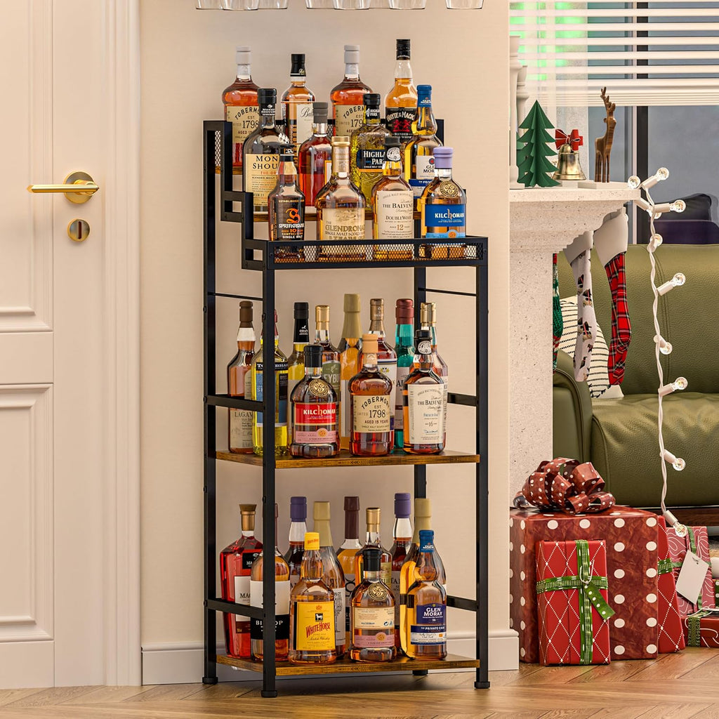 5-Tier Trapezoidal Liquor Cabinet Bar For Home, Stepped Wine Rack Freestanding Floor, Corner Syrup & Whiskey Stand, Large-Capacity Alcohol Bottle Storage Display Shelf Living Room, Patent Pending