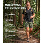 2 Pack Merino Wool T Shirts For Men, V-Neck Wool Base Layer, Breathable Undershirt For Travel, Fitness