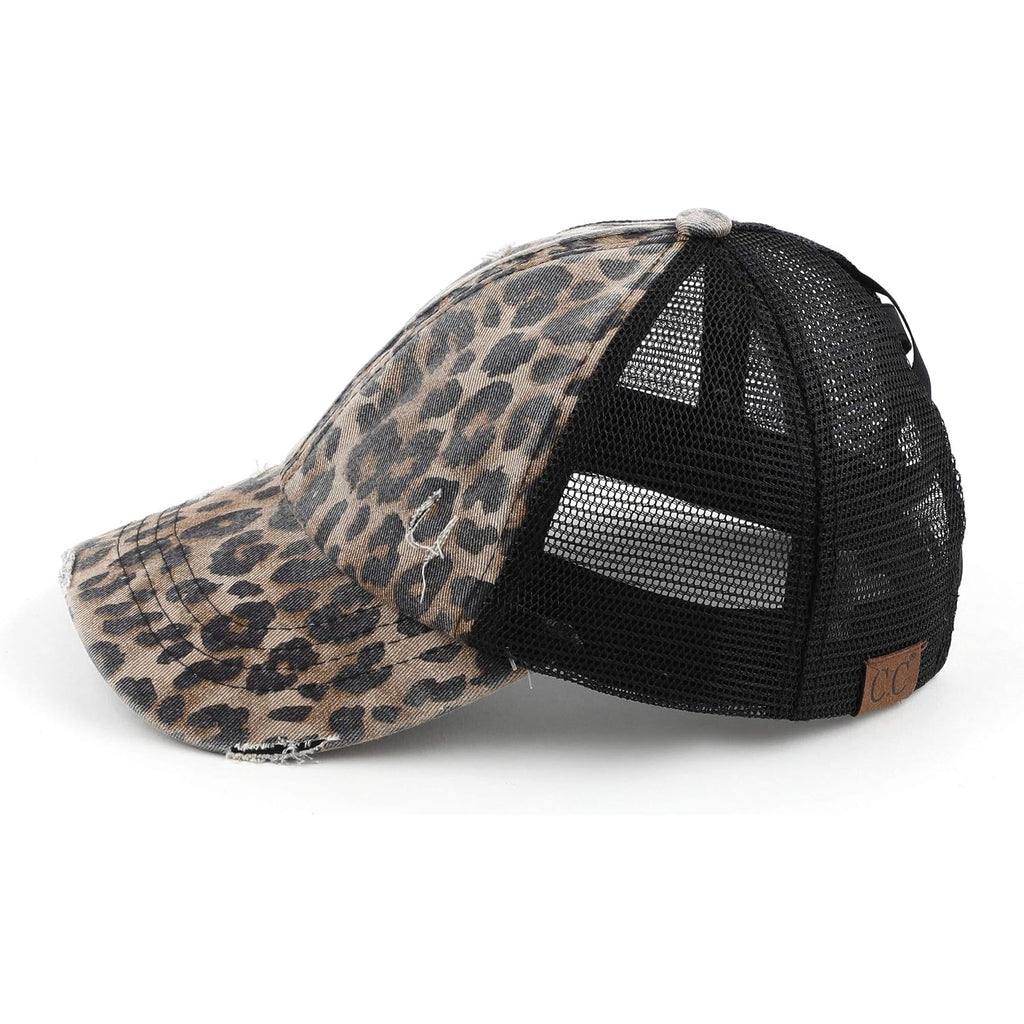 C.C Ponycap Messy High Bun Ponytail Adjustable Glitter Mesh Trucker Baseball Cap