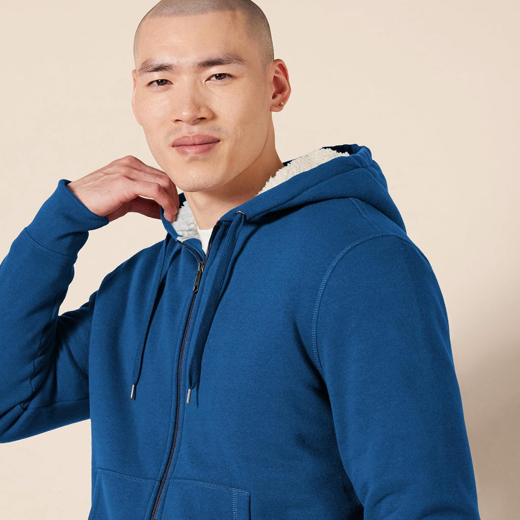 Amazon Essentials Men'S Sherpa-Lined Full-Zip Fleece Hoodie Sweatshirt
