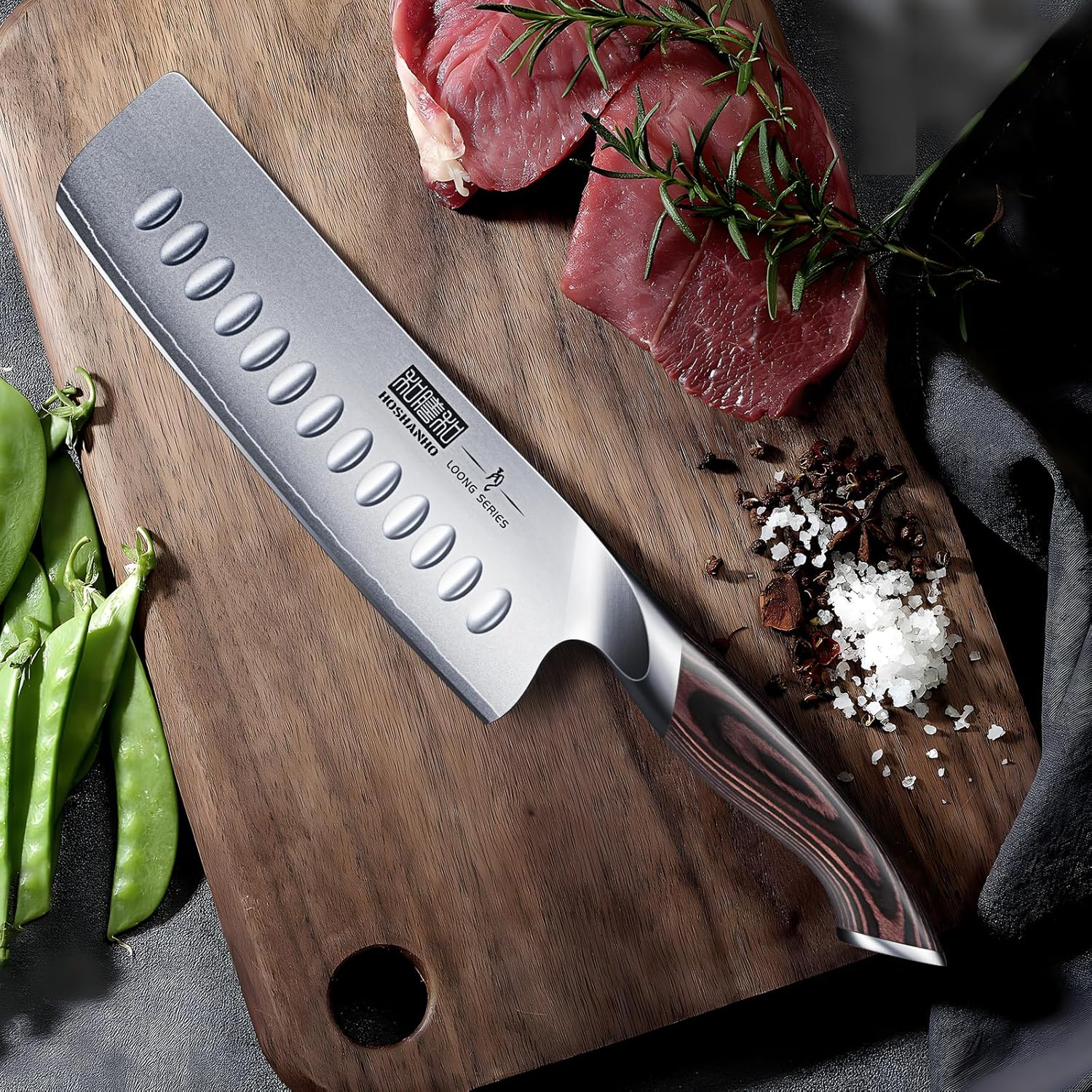 HOSHANHO 7 Inch Nakiri Knife, Japanese High Carbon Stainless Steel Chef Knife, Multipurpose Meat Vegetable Sharp Kitchen Knife with Ergonomic Pakkawood Handle