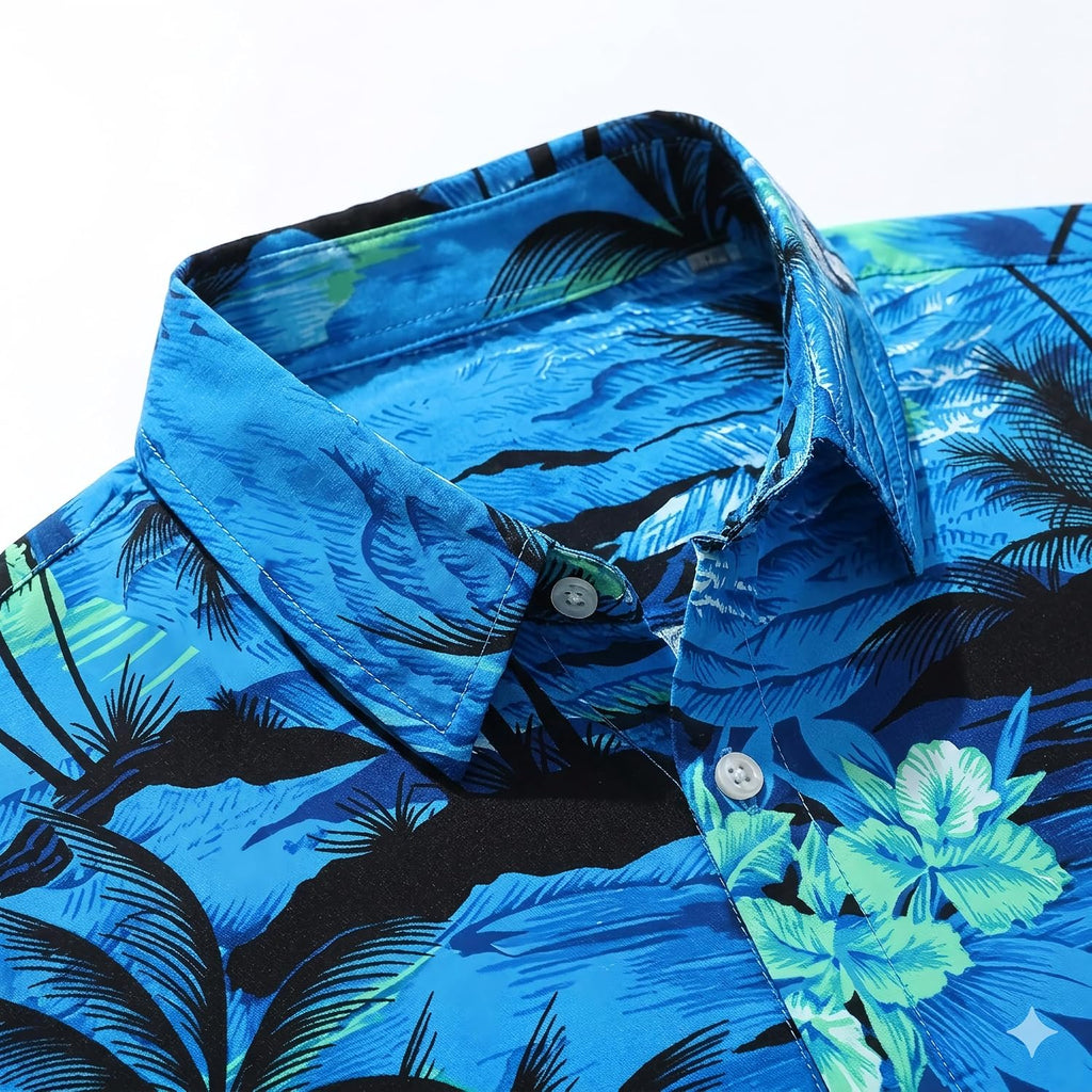 Mens Hawaiian Shirts Tops Short Sleeve Floral Button Down Beach Shirt Vintage Tropical Palm Summer Lightweight Blouses Male