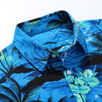 Mens Hawaiian Shirts Tops Short Sleeve Floral Button Down Beach Shirt Vintage Tropical Palm Summer Lightweight Blouses Male