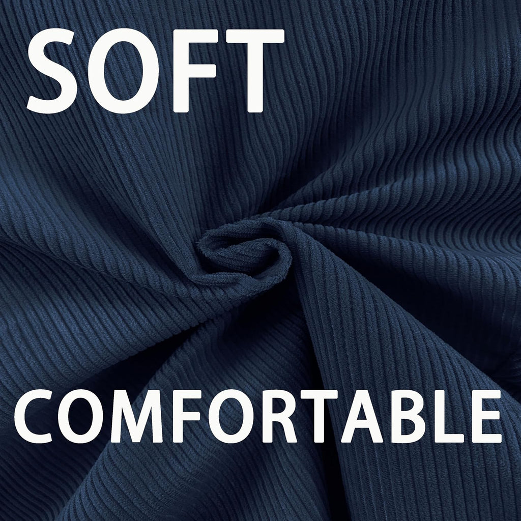 Enbaohui 3Ft Memory Foam Bean Bag Chairs For Teens Or Kids With Filling Bean Bag Sofa With Handle Super Soft Corduroy Fabric Lazy Sofa 3 Foot Navy Blue