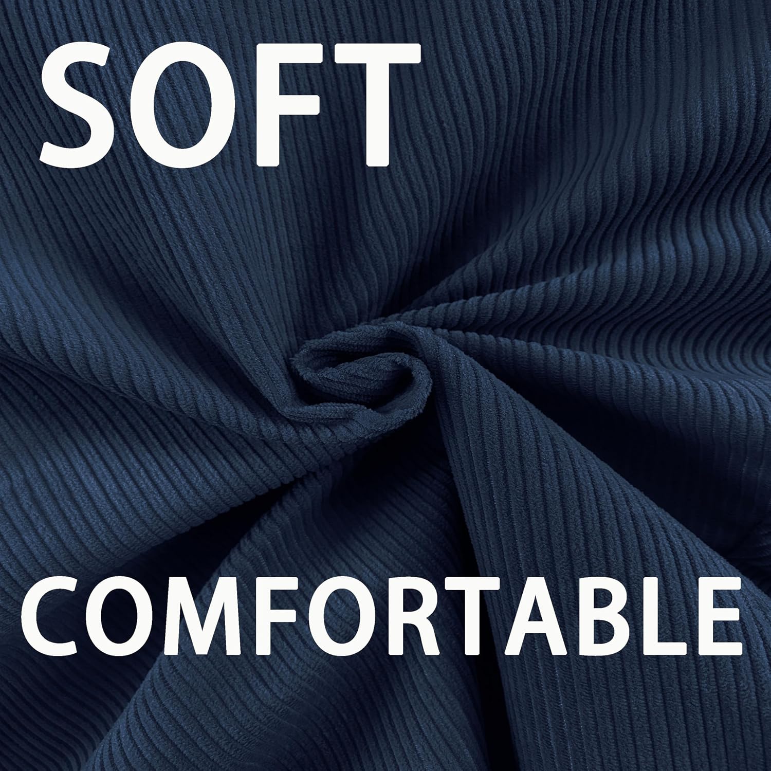 Enbaohui 3Ft Memory Foam Bean Bag Chairs For Teens Or Kids With Filling Bean Bag Sofa With Handle Super Soft Corduroy Fabric Lazy Sofa 3 Foot Navy Blue