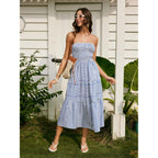 Cider Women'S Strapless Dress With Pockets Tube Striped Long Midi Dresses A Line Beach Vacation Casual Summer Outfits