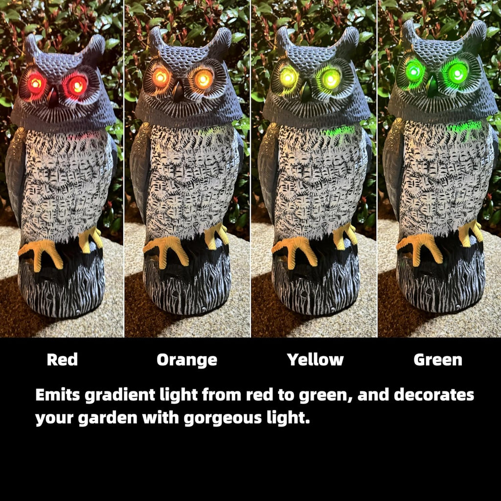 Solar Powered Garden Owl With Motion Detection, Rotating Head, Realistic Hoots And Silent Mode, Outdoor Statue And Sculpture, Owl Decoration For Home, Garden, Patio And Lawn