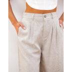 Bermuda Shorts for Women High Waisted Linen Dressy Casual Pleated Wide Leg Summer Shorts with Elastic Waist