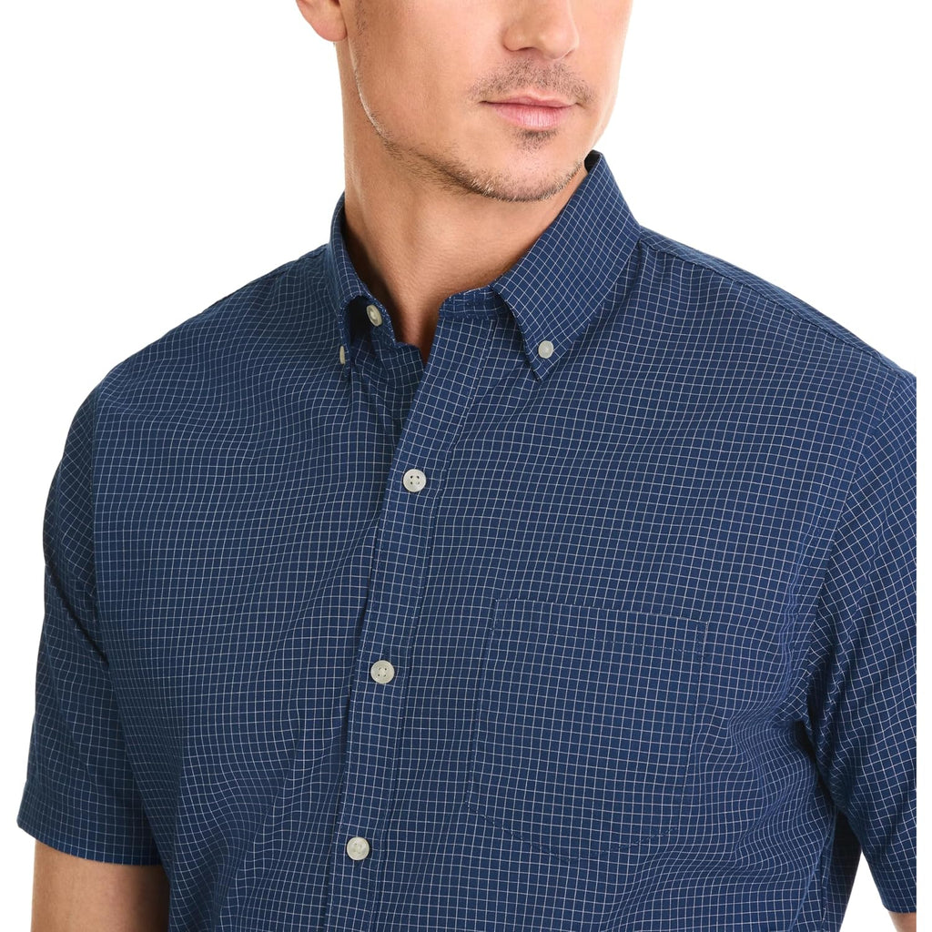 Van Heusen Mens Wrinkle Free Short Sleeve Button Down Check Shirt
