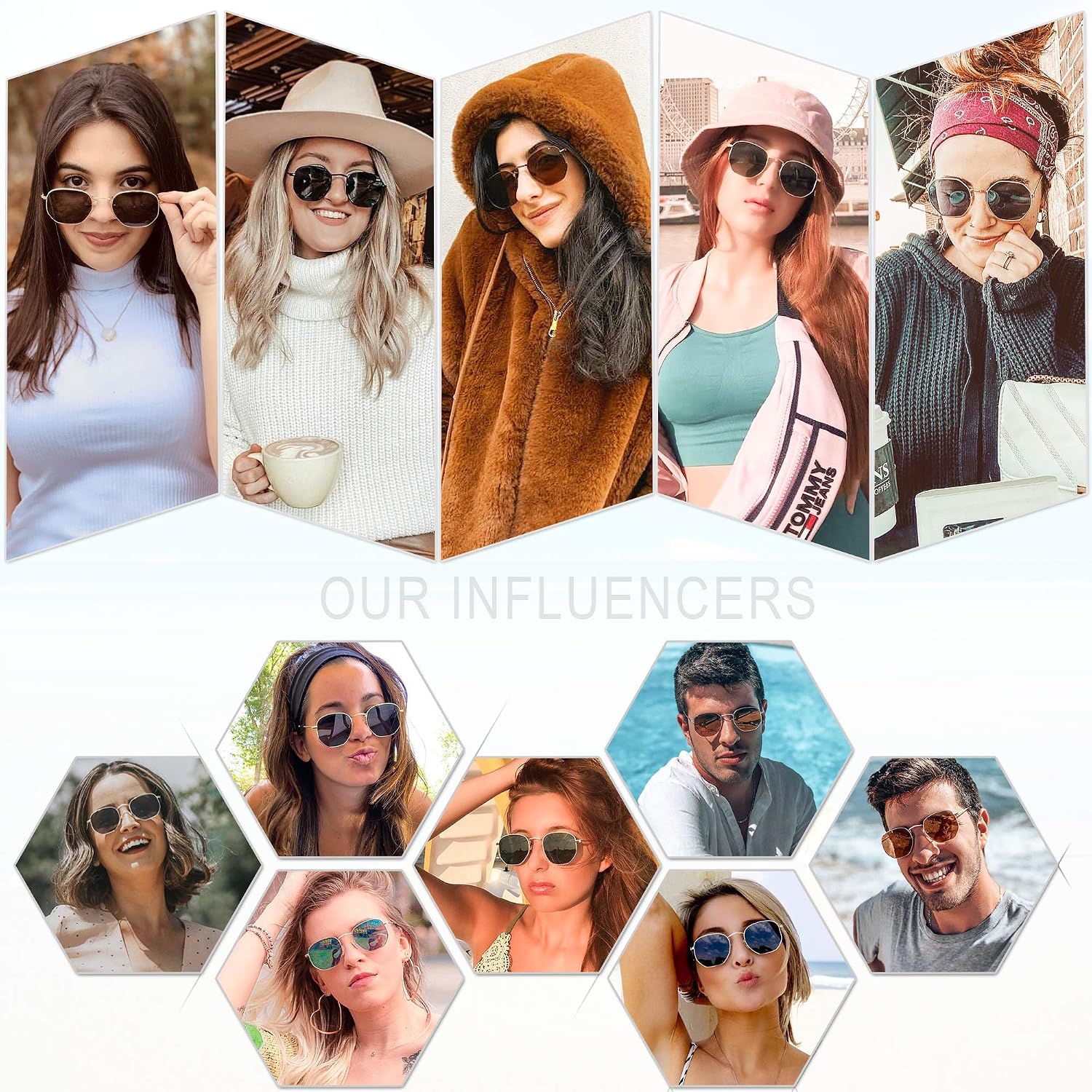 SOJOS Square Polarized Sunglasses for Women Men Small Hexagonal Polygon Shades SJ1072 Black