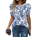 Wiholl Summer Tops For Women Puff Sleeve Crewneck T Shirts Dressy Casual Blouses Spring Outfits Fashion Clothes