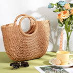 Frienda Straw Tote Bag Summer Beach Bag Handmade Straw Rattan Woven Handbag For Women Travel