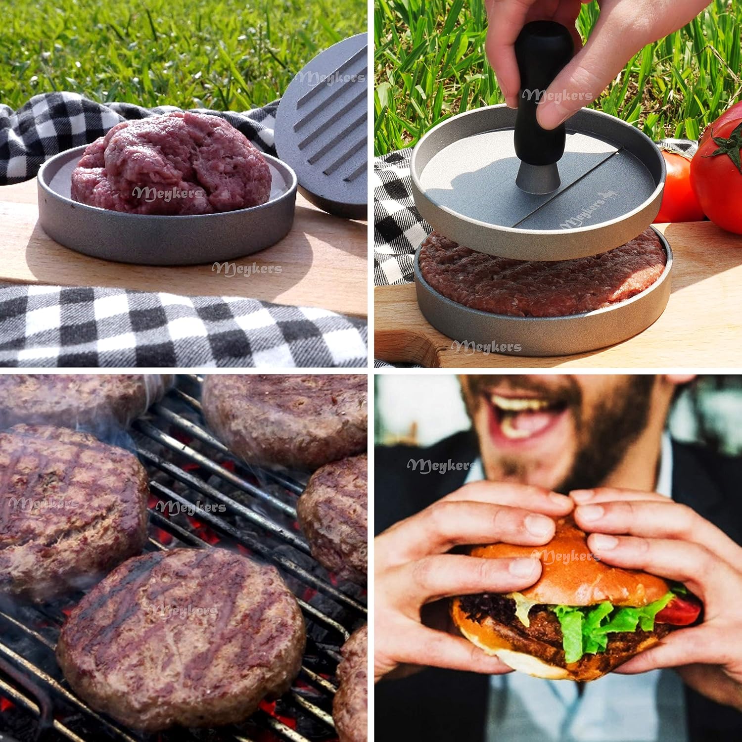 Burger Press 150 Patty Papers Set | Non-Stick Hamburger Press Patty Maker Mold With Free Wax Paper Sheets | Meat Beef Cheese Veggie Burger Maker For Grill Griddle Bbq Barbecue | Bpa Free