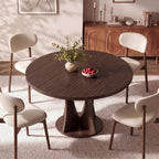 47.2-Inch Round Dining Table, Kitchen Table For 4-6, Farmhouse Circle Dining Room Table, Space Saving Wood Kitchen & Dining Room Furniture, Black Oak