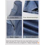 Women'S Sleeveless Bodycon Denim Mini Dress Sleeveless Waist Tucks Zipper Short Tank Jean Dresses Concert Outfits