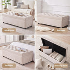 Mangodan Storage Ottoman Bench, Tufted Ottoman With Storage For Living Room, Large Modern Entryway Benchs