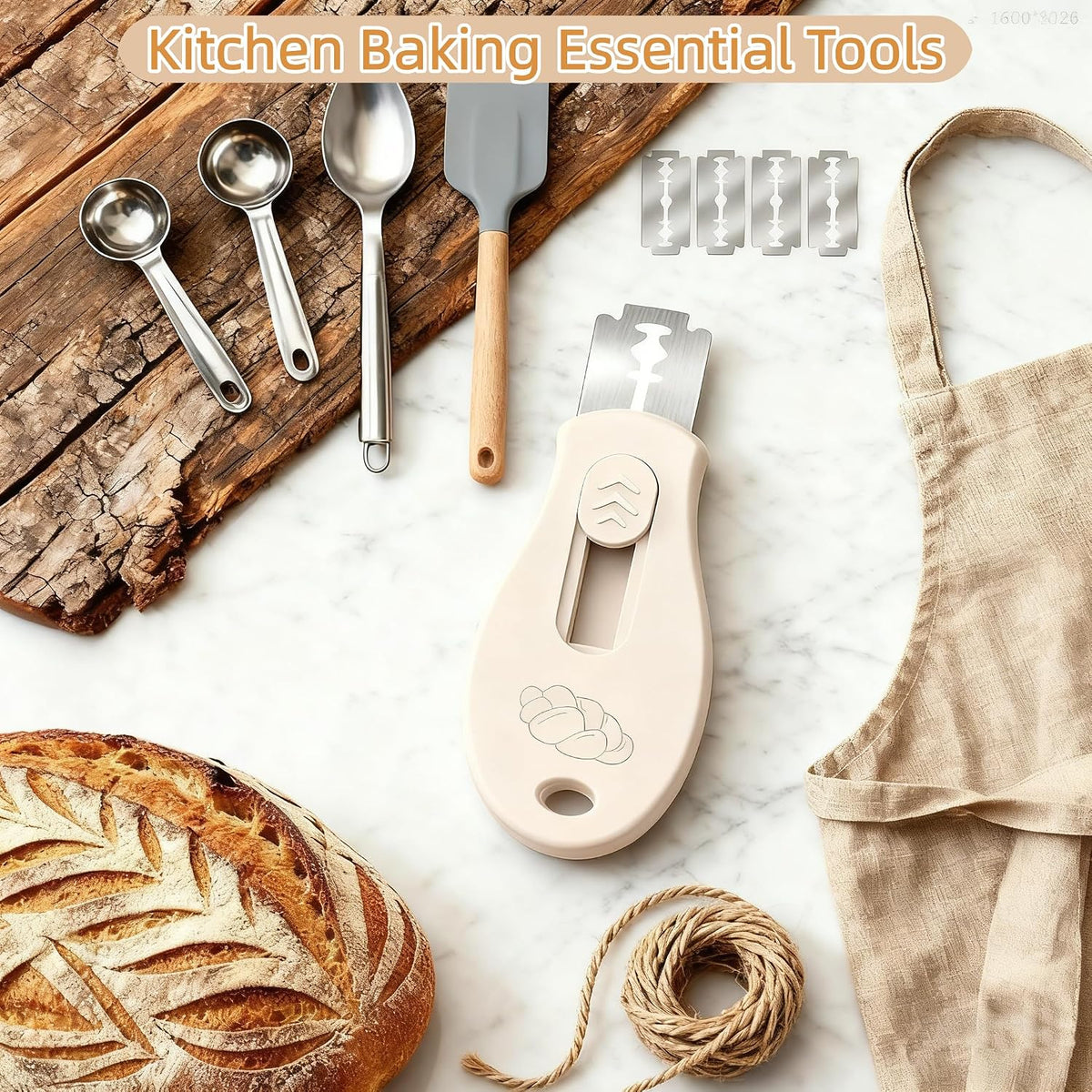 Bread Lame Sourdough Scoring Tool, Extractable & Magnetic Bread Scoring Tool, Scoring Knife For Bread Baking, Bread Razor For Homemade Bread, Sourdough Scorer Tool, Includes 5 Razor Blades-Beige