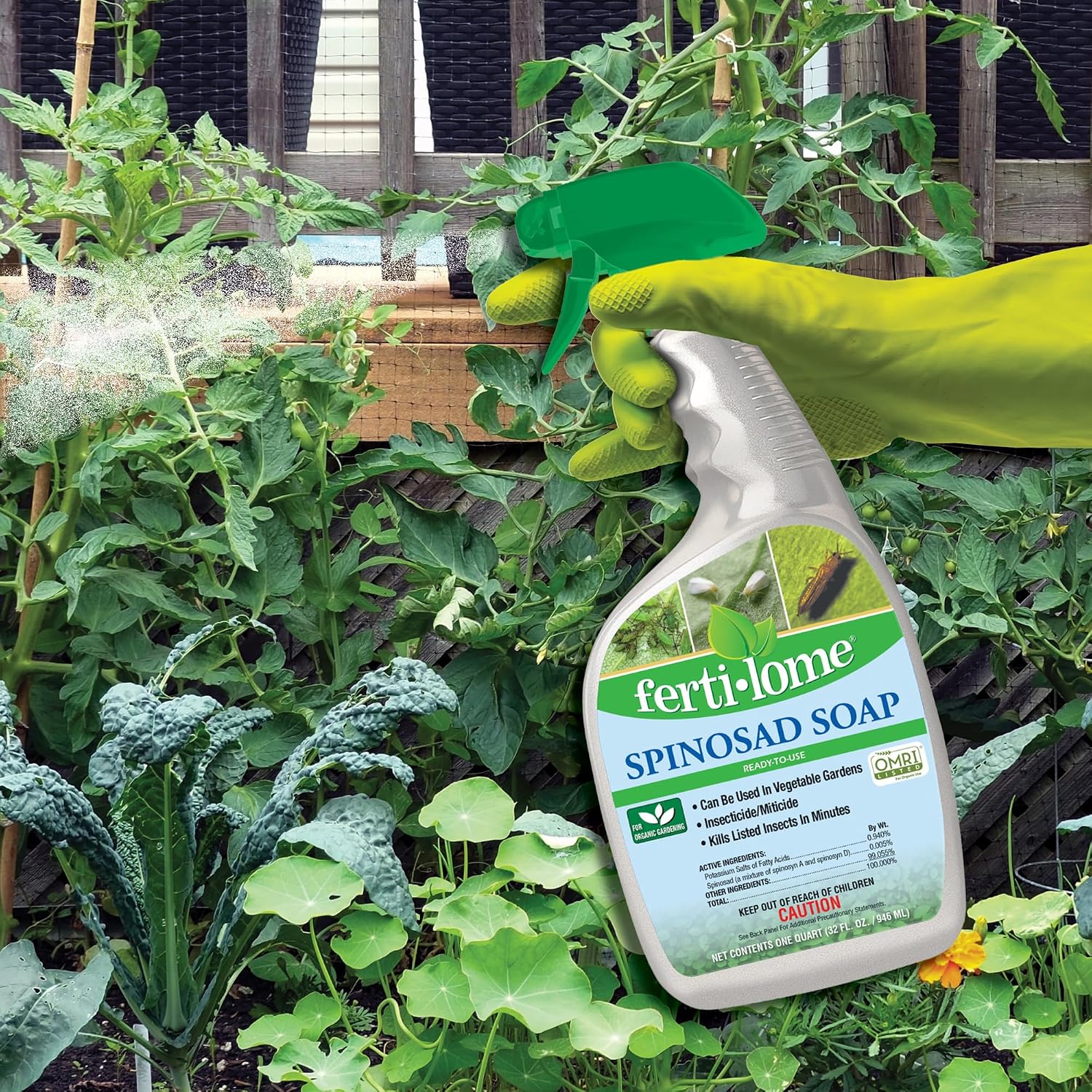 Fertilome (16076) Spinosad Soap Insecticide Ready To Use, 32 Oz | Spinosad + Soap Omri Listed Rtu - Ready-To-Use Caterpillar & Chewing Insect Control - Organic Home Gardeners