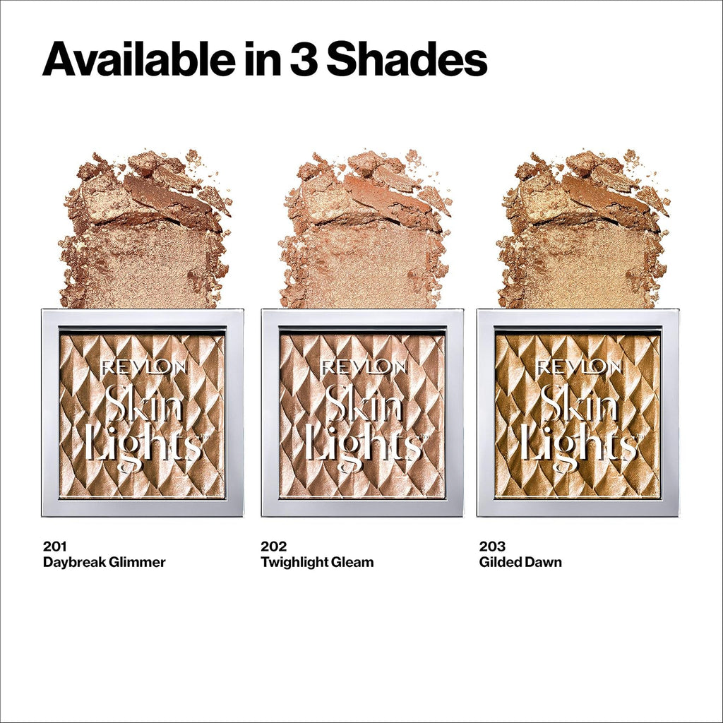 Revlon Highlighter Makeup, Skin Lights Prismatic Powder Face Makeup, Natural Glow, Shimmer Finish, 201 Daybrak Glimmer, 0.28 Oz