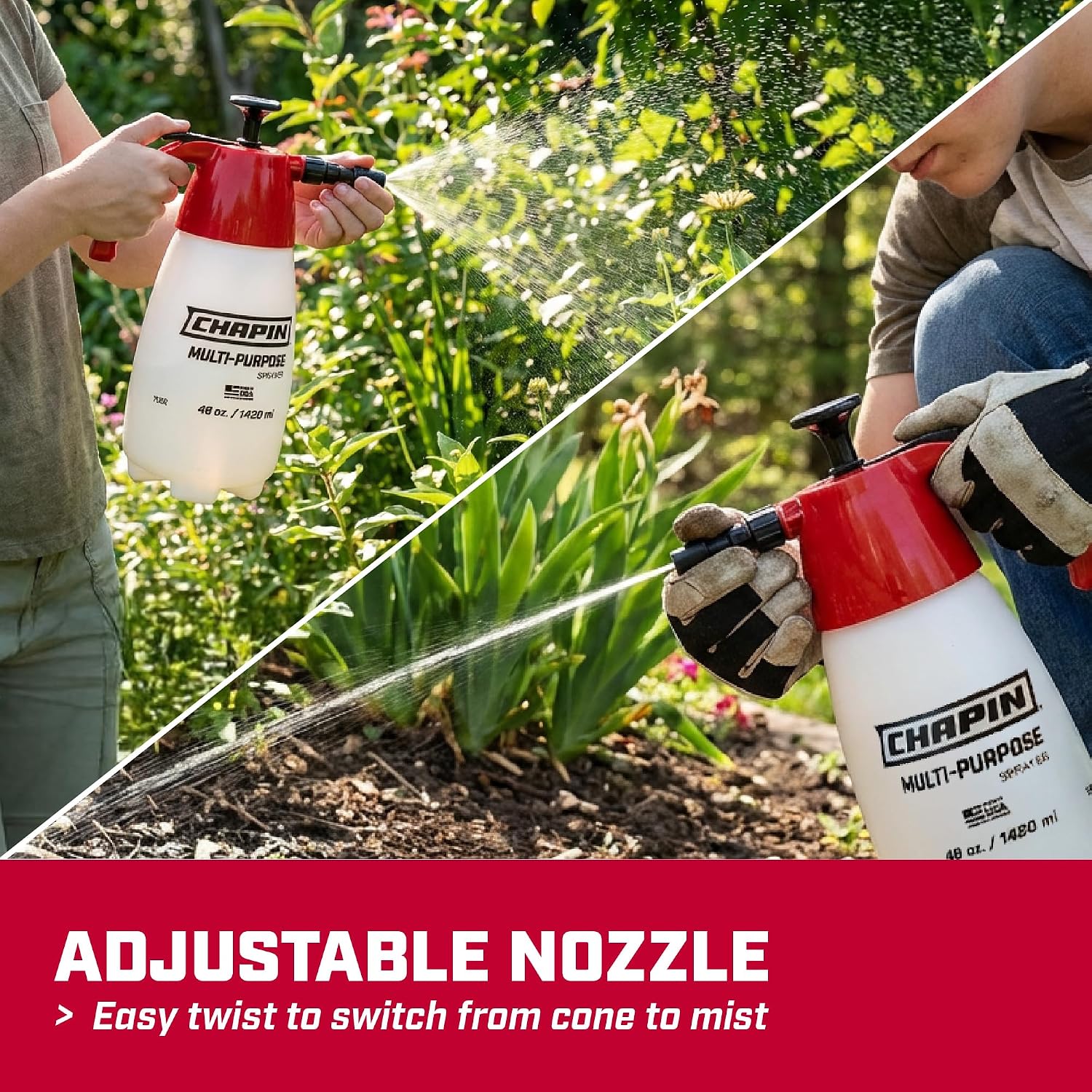 Chapin 48Oz Handheld Sprayer, Anti-Clog For Continuous Spray | Wide-Mouth Translucent Tank; Ideal For Weeds, Plant Feeding, Bee Hives And Cleaning With Adjustable Spray Control
