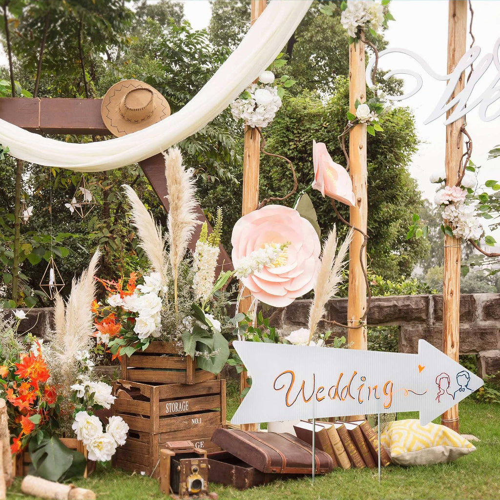 Blank Arrow Signs With Stakes 3 Pack 17 X 6 Inches Wedding Directional Yard Signs With Stakes, This Way Arrow Yard Signs Birthday Party Signs Arrow