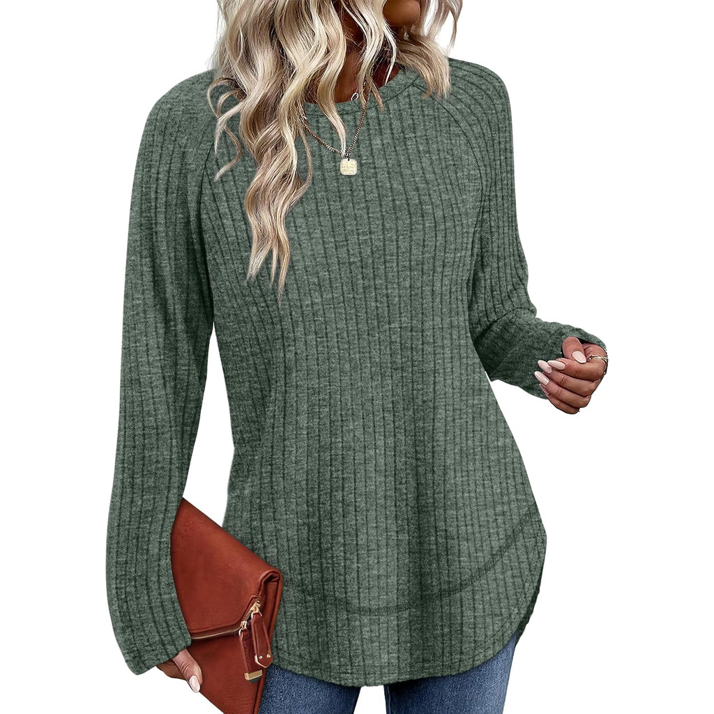 WIHOLL Long Sleeve Shirts for Women 2026 Fall Sweaters Lightweight Casual Tunic Tops Loose Fit Winter Clothing S-2XL