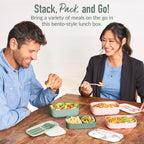 Bentgo Classic - Adult Bento Box, Stackable 3-Compartment Lunch Box With Removable Utensil Set And Sealing Strap, Bpa-Free, Food Container Ideal For Meal Prep, Work, And On The Go (Khaki Green)