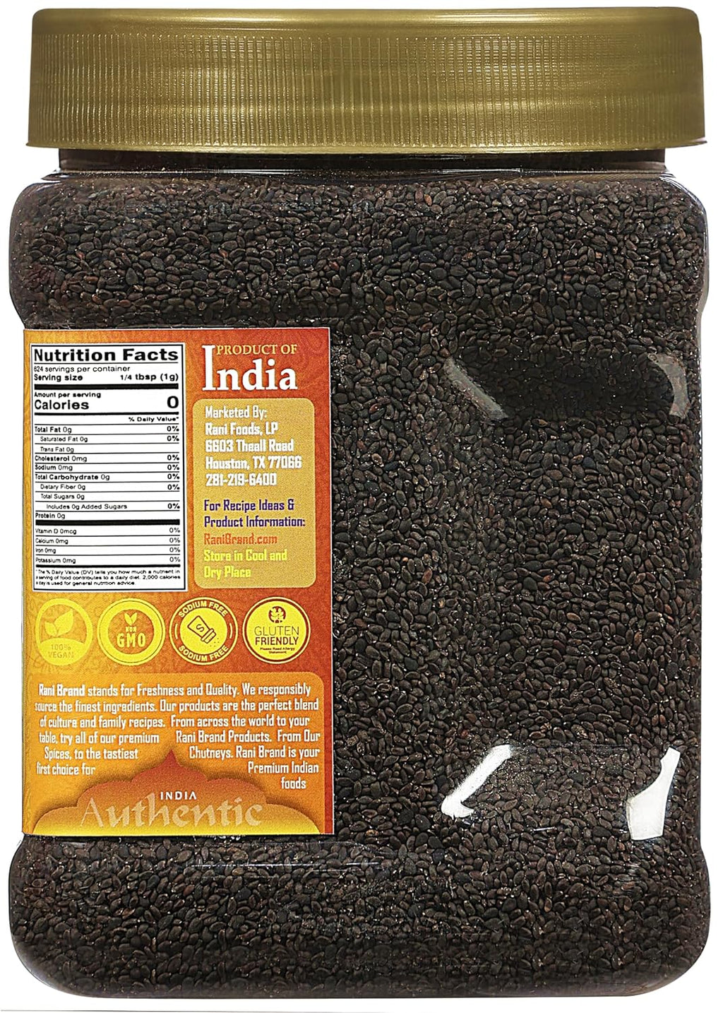 Rani Tukmaria (Natural Holy Basil Seeds) 1.38Lbs (22Oz) 624G Pet Jar Used For Falooda / Sabja Dessert, Spice & Ayurveda Herbal ~ Gluten Friendly | Non-Gmo | Kosher | Vegan | Indian Origin