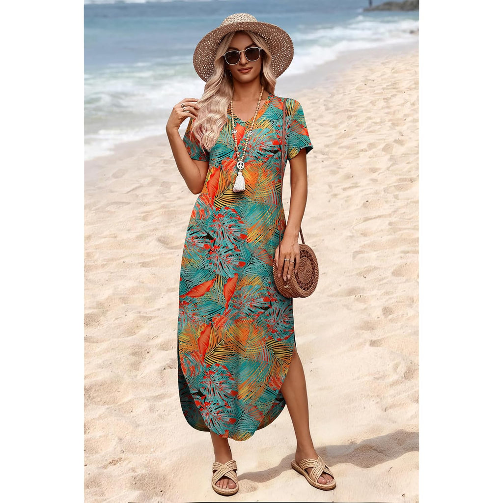 Wiholl Women'S Summer Short Sleeve Dresses Maxi Dress Vacation Beach Sundresses 2026 With Pockets