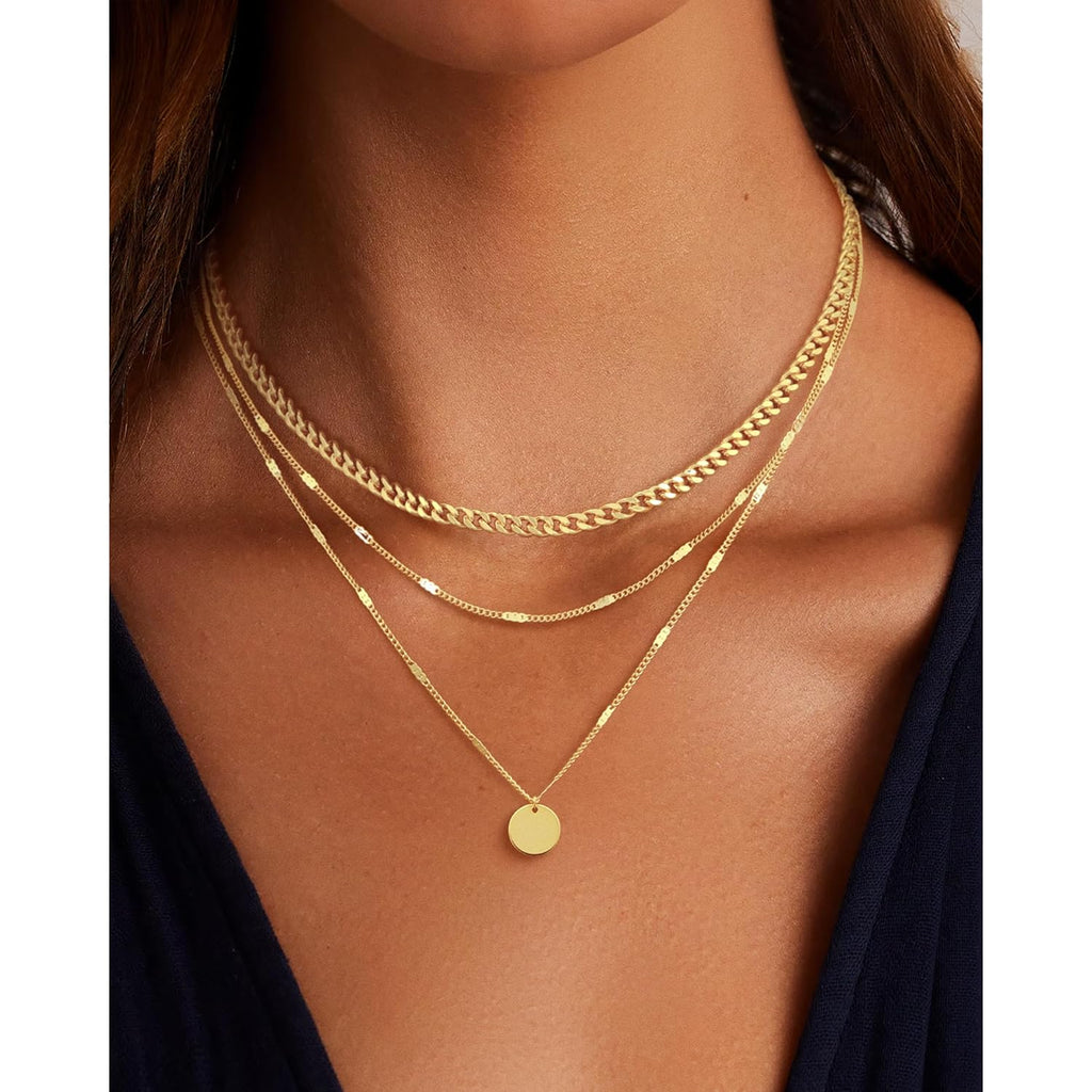 14K Gold Plated Layering Necklaces For Women Gold Necklace Set, Cuban Link, Snake Chain, Paperclip Layered Chains, Twisted Rope and Twisted Chain, Trendy Layering Necklace