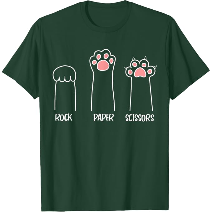Introvert Cat Animal Rescue Pet Lover Apparel Rock Paper Scissors Hand Game Cute Paw Funny Cat T-Shirt