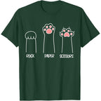 Introvert Cat Animal Rescue Pet Lover Apparel Rock Paper Scissors Hand Game Cute Paw Funny Cat T-Shirt