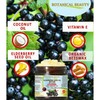 Botanical Beauty Elderberry Seed Oil Butter 100% Natural Pure Virgin Unrefined Raw For Face, Skin, Body, Hair, Nails, Dry Skin. Elderberry Oil, Coconut Butter, Vitamin E