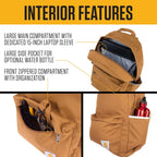 Carhartt 21L Classic Laptop Backpack, Water-Resistant Pack W/ 15" Laptop Sleeve And Organizational Compartments, Black