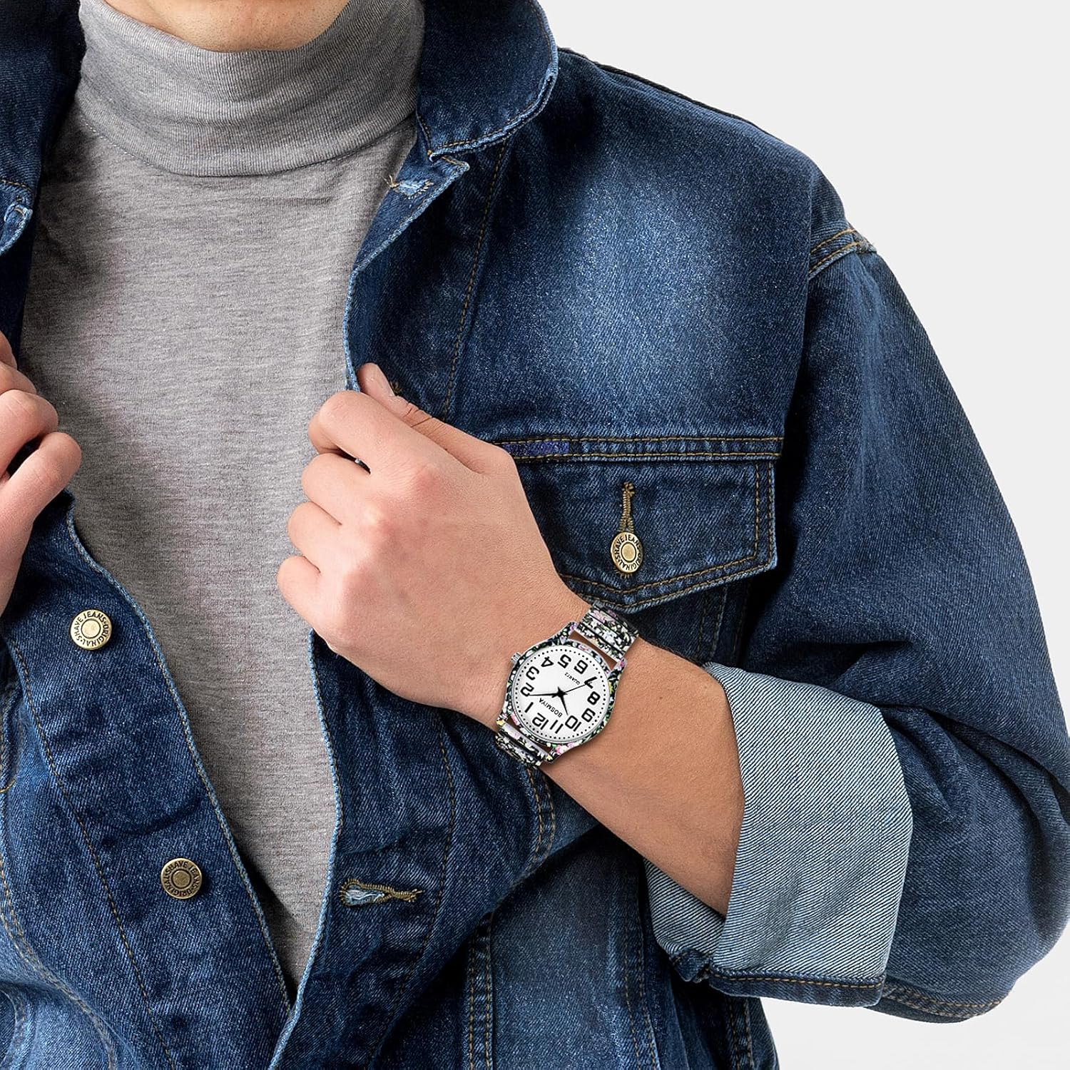 OIDEA Stretch Band Watches for Women: Bohemia Easy Reader Elastic Watch Large Face Big Number Analog Quartz Bracelet Watch Expansion Band Wristwatch