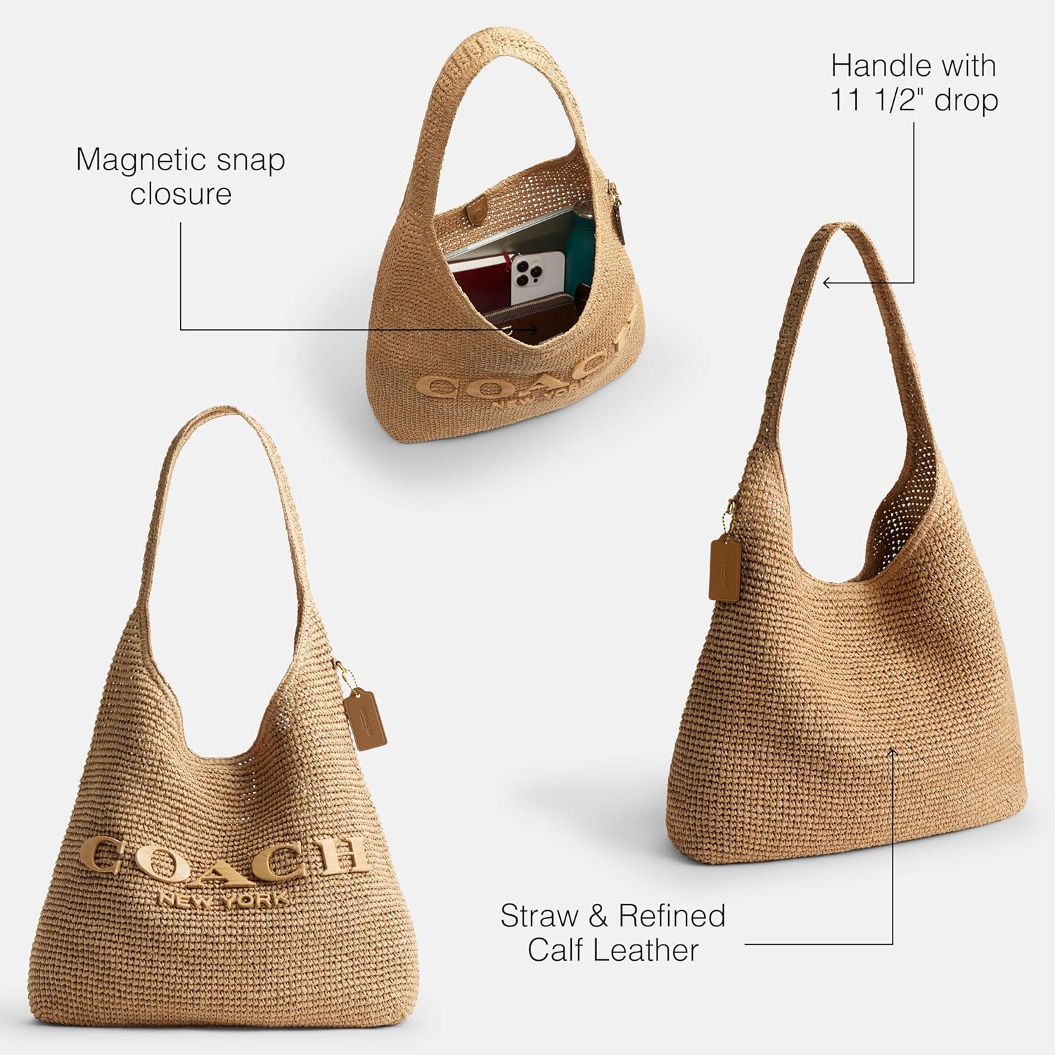 COACH Brooklyn Shoulder Bag 39 in Straw