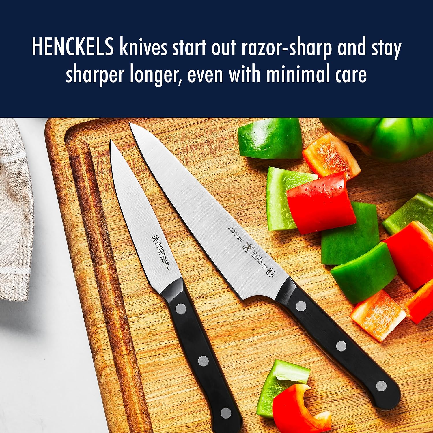 Henckels Solution 7-Pc Knife Set, Razor-Sharp, German Engineered, Natural