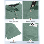 Mens Short Sleeve Polo Shirts Collared Business Casual Polo T Shirts With Pocket