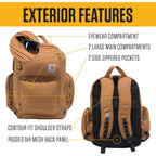 Carhartt 35L Triple-Compartment Backpack, Durable Pack With Laptop Sleeve And Duravax Abrasion Resistant Base, Black