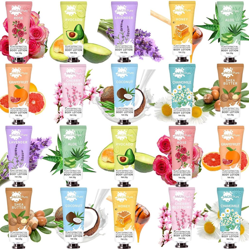 20 Pack Lotion For Women,Body Lotion For Dry Skin,Mothers Day Gifts,Teacher Appreciation Gifts,Nurses Gift,Thank You,Travel Size Natural Fragrance Body Moisturizer With Shea Butter,Baby Shower Favors
