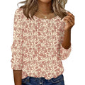 Ivicoer Women'S 3/4 Length Sleeve Tops Crewneck Button Pleated Dressy Casual Blouses