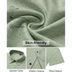 Mens Linen Shirt Short Sleeve Button Down Shirt Summer Casual Beach Tops | Lightweight Breathable, Shrink-Resistant, Linen Texture, Relaxed Fit Button Up, For Vacation Wedding Work Office Date Daily