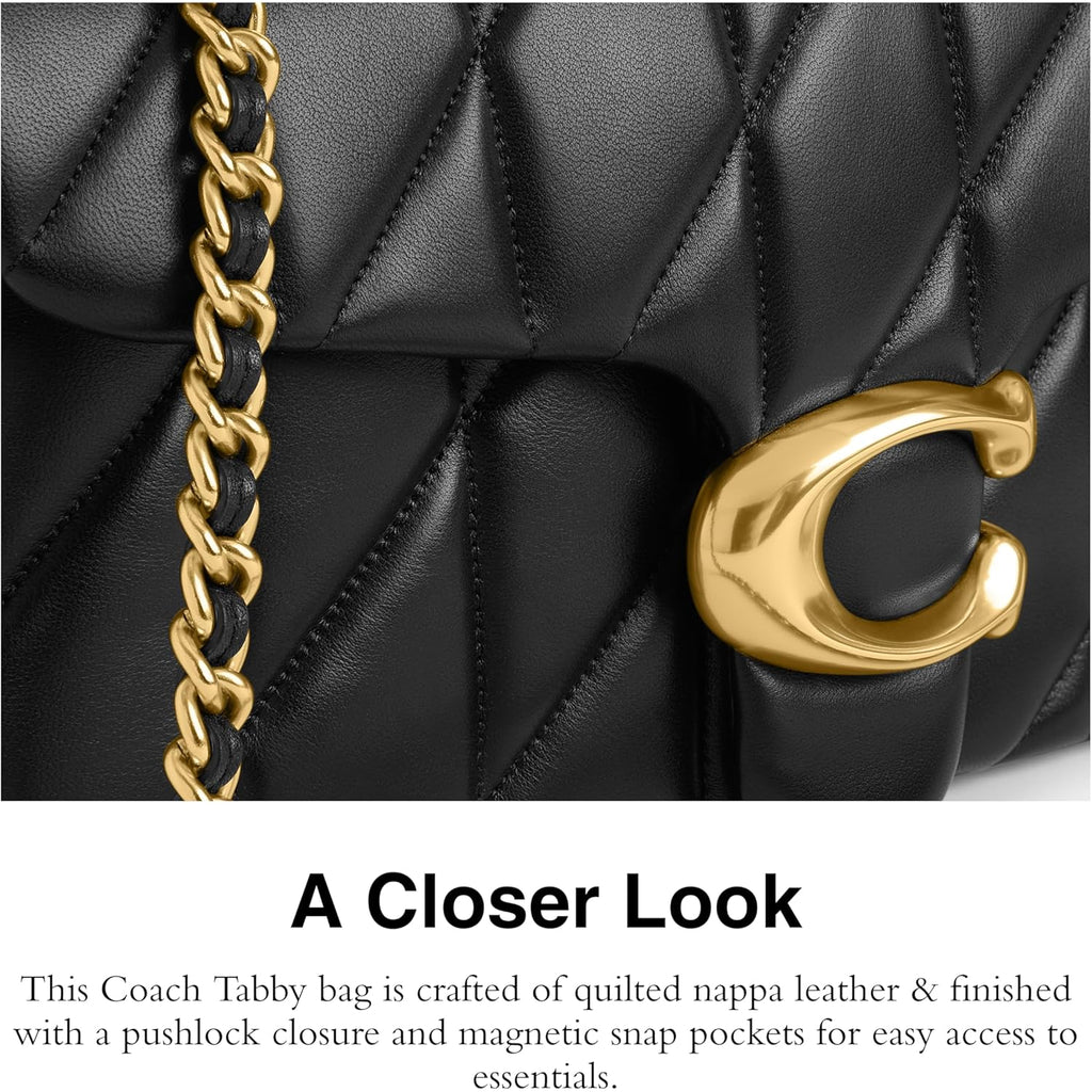 COACH Women's Pebble Tabby Shoulder Bag | Quilted, 26, with Chain