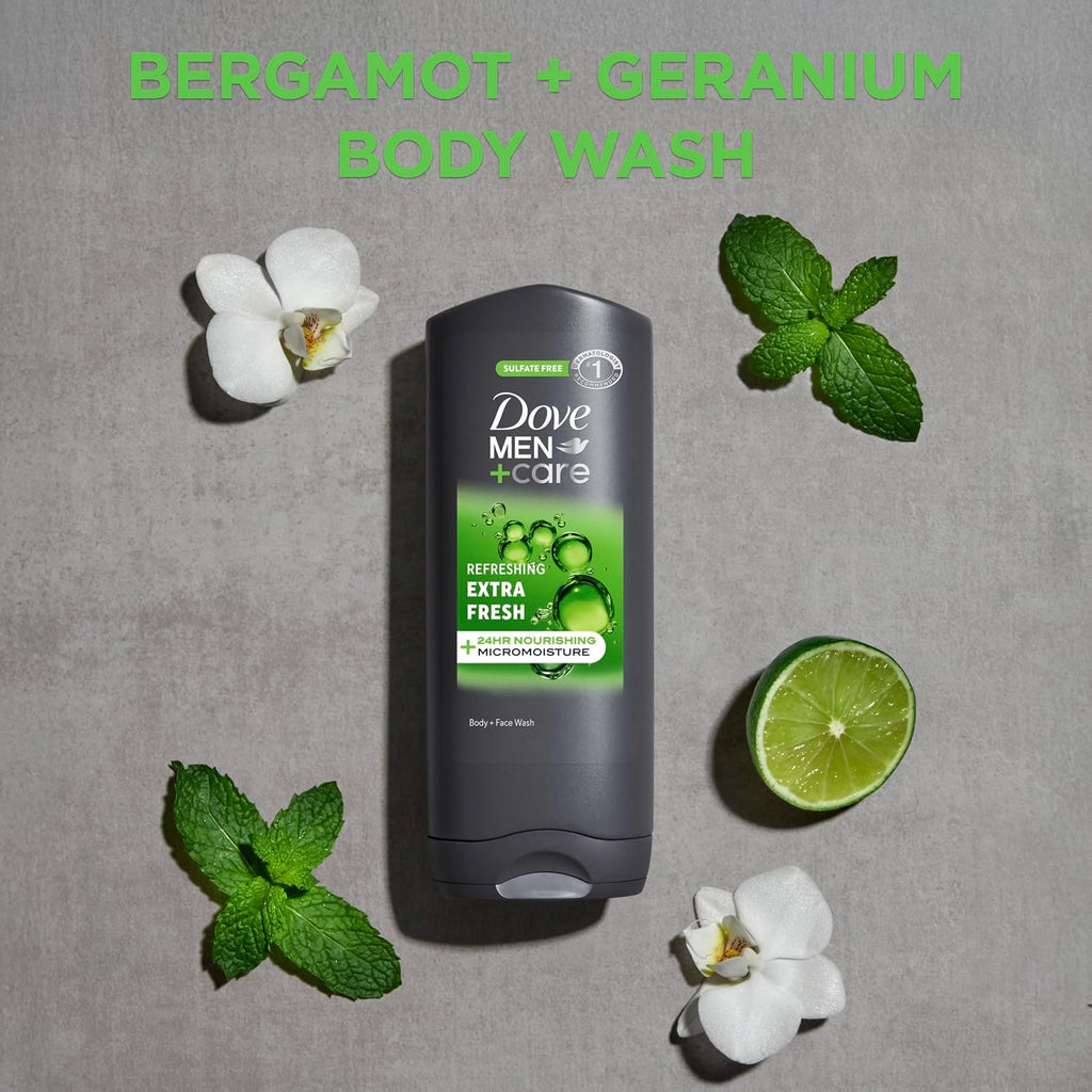 Dove Men + Care Body Wash And Face For Fresh, Healthy-Feeling Skin Extra Fresh Cleanser That Effectively Washes Away Bacteria While Nourishing Your 13.5 Oz