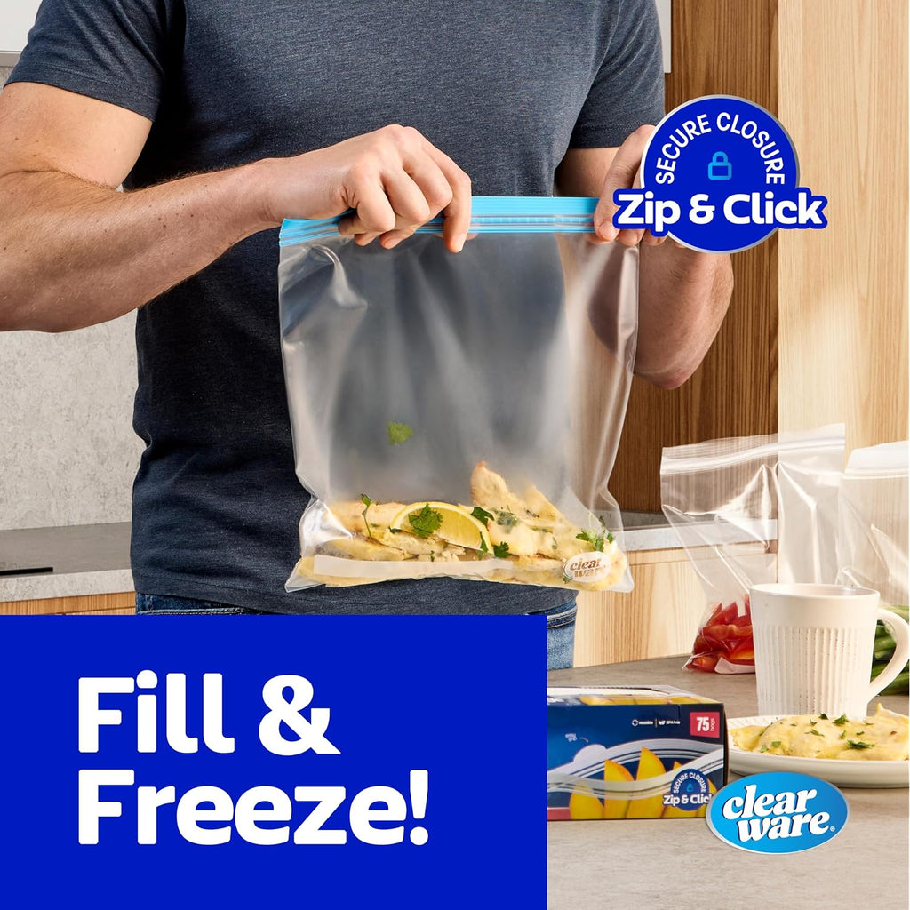 Gallon Freezer Bags, Double Zipper Seal - 100 Count, Thick Resealable Plastic Storage Bags - Reusable Gallon Storage Bags For Food Storage, Meat, Vegetables, Fruit - Microwave-Safe, Zero Bpa - 2 Boxes