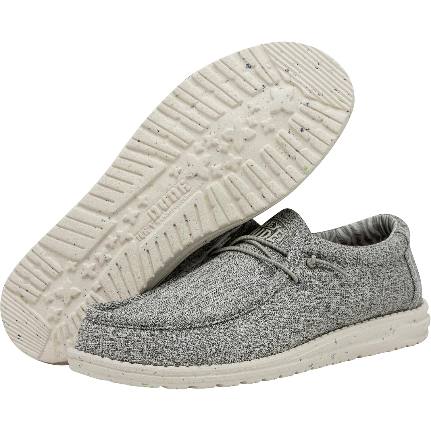 Heydude Men'S Wally Blend Linen Slip On Loafer, Linen Iron Size 10 | Lightweight Casual Shoe With Easy On Elastic Laces
