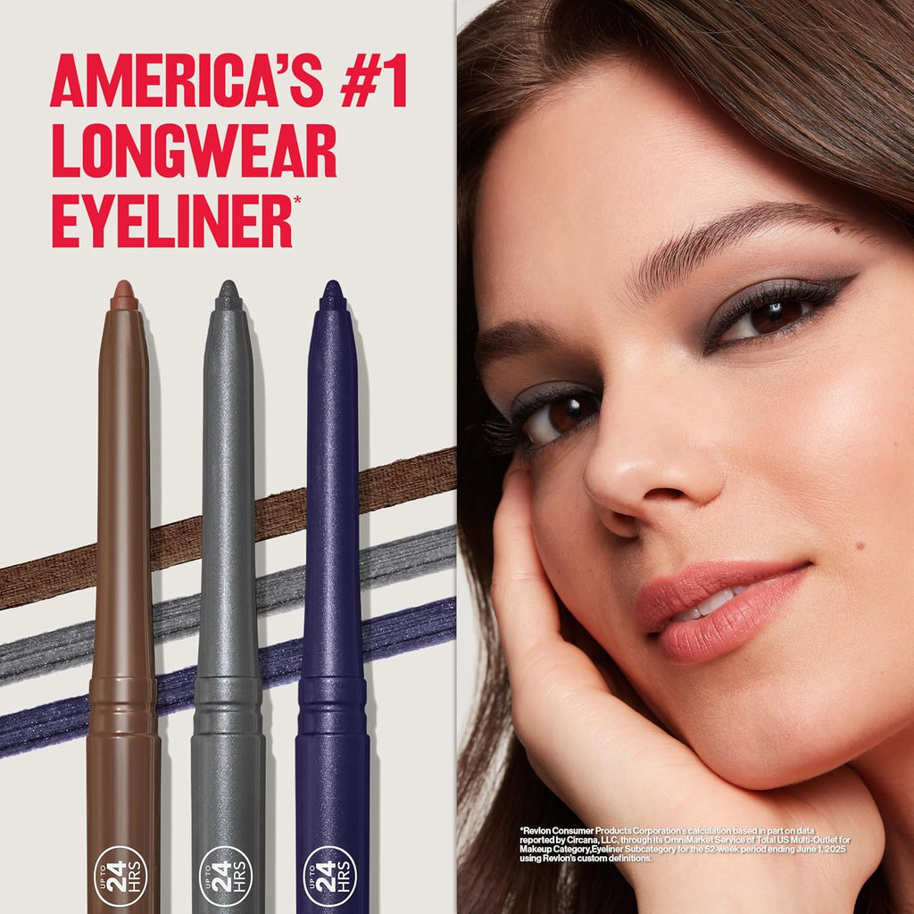 Revlon Colorstay Pencil Waterproof Eyeliner, Smudge-Proof, Eye Makeup With Built-In Sharpener, Long-Lasting, Matte Finish, 201 Black, 0.01 Oz